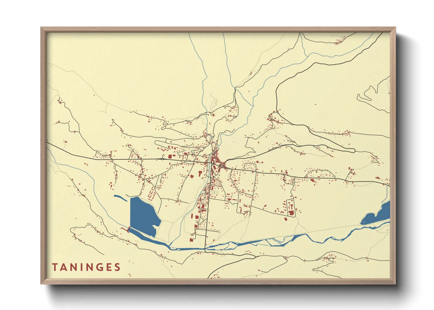 Une affiche de carte sur Taninges