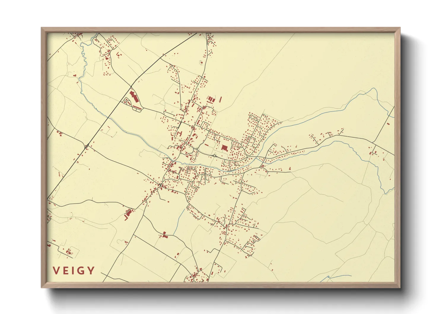 Une affiche de carte sur Veigy