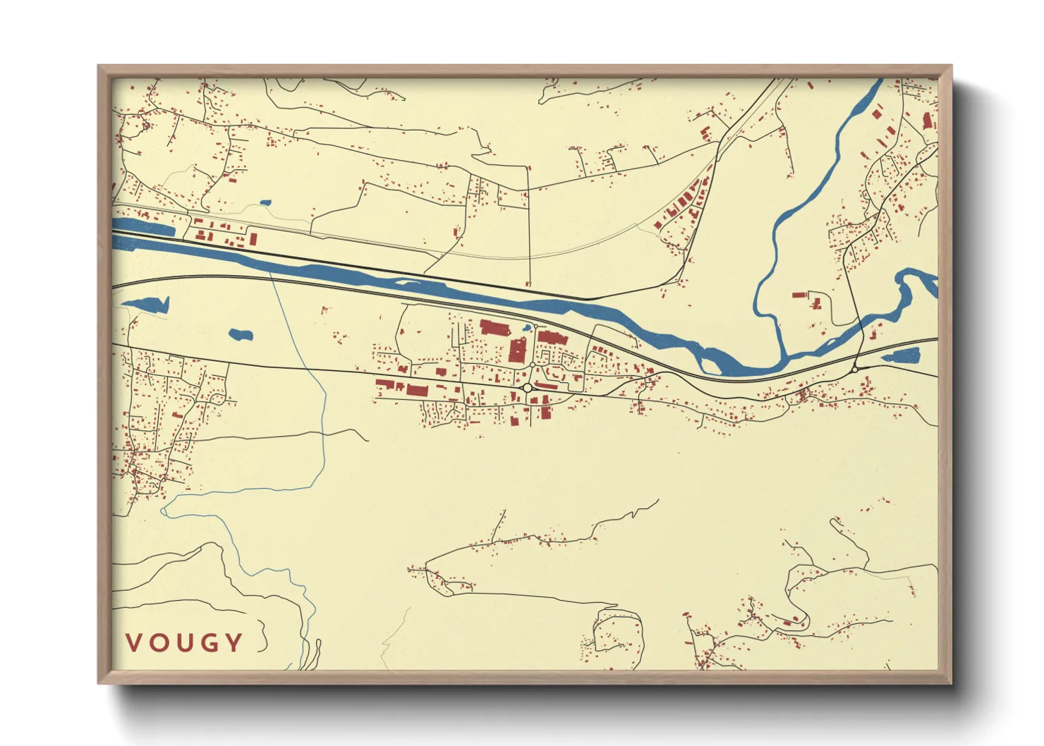 Une affiche de carte sur Vougy