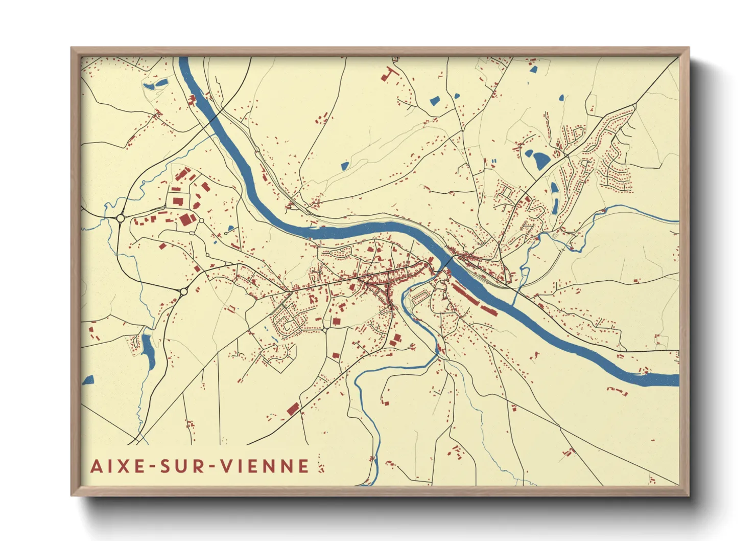 Une affiche de carte sur Aixe-sur-Vienne