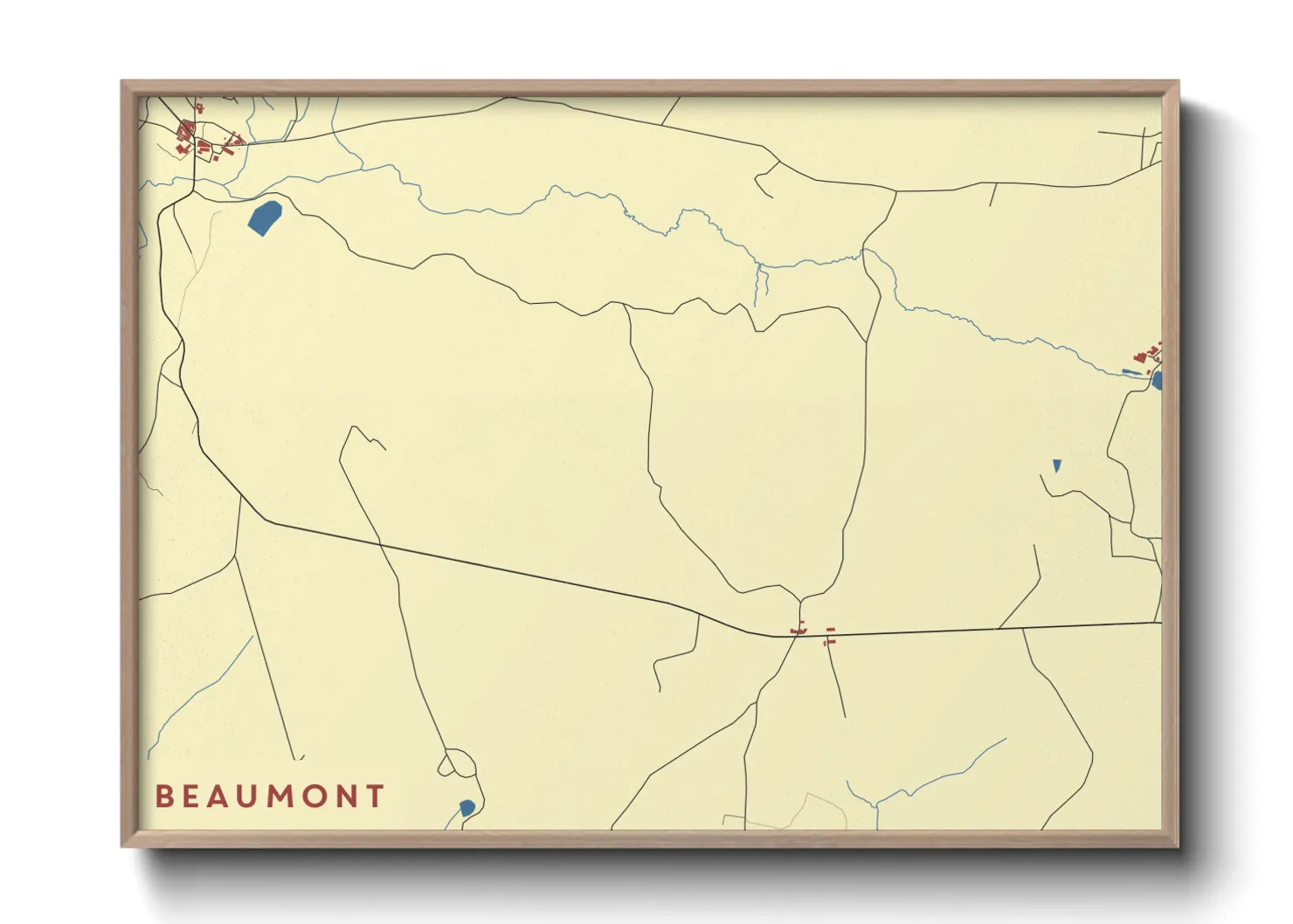 Une affiche de carte sur Beaumont