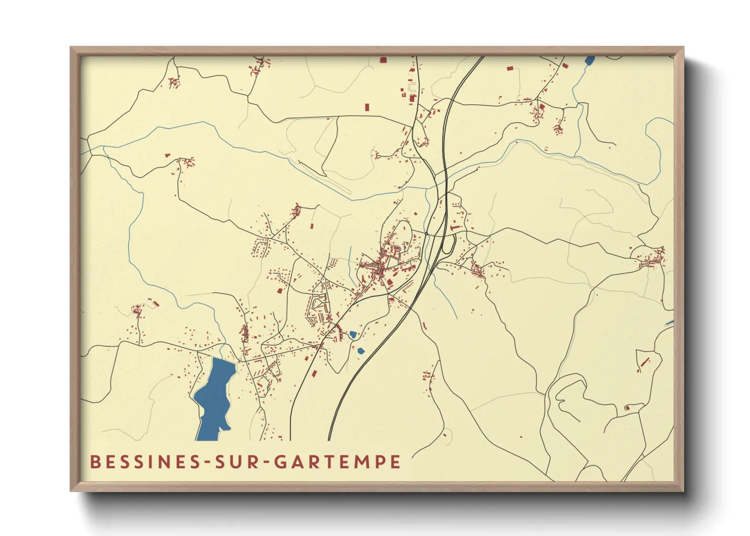 Une affiche de carte sur Bessines-sur-Gartempe