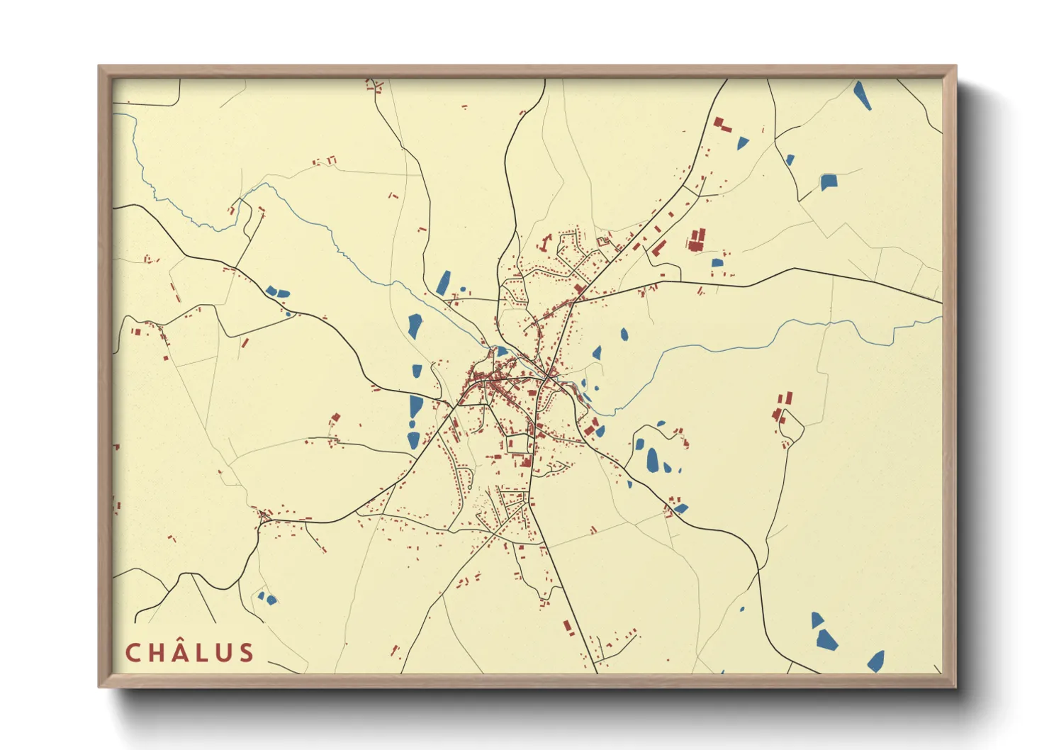 Une affiche de carte sur Châlus