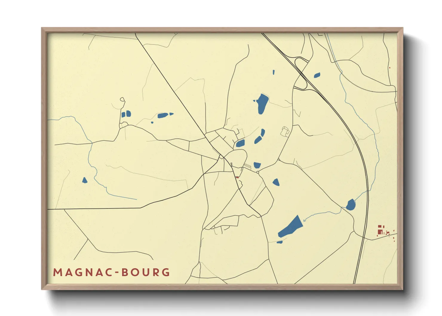 Une affiche de carte sur Magnac-Bourg