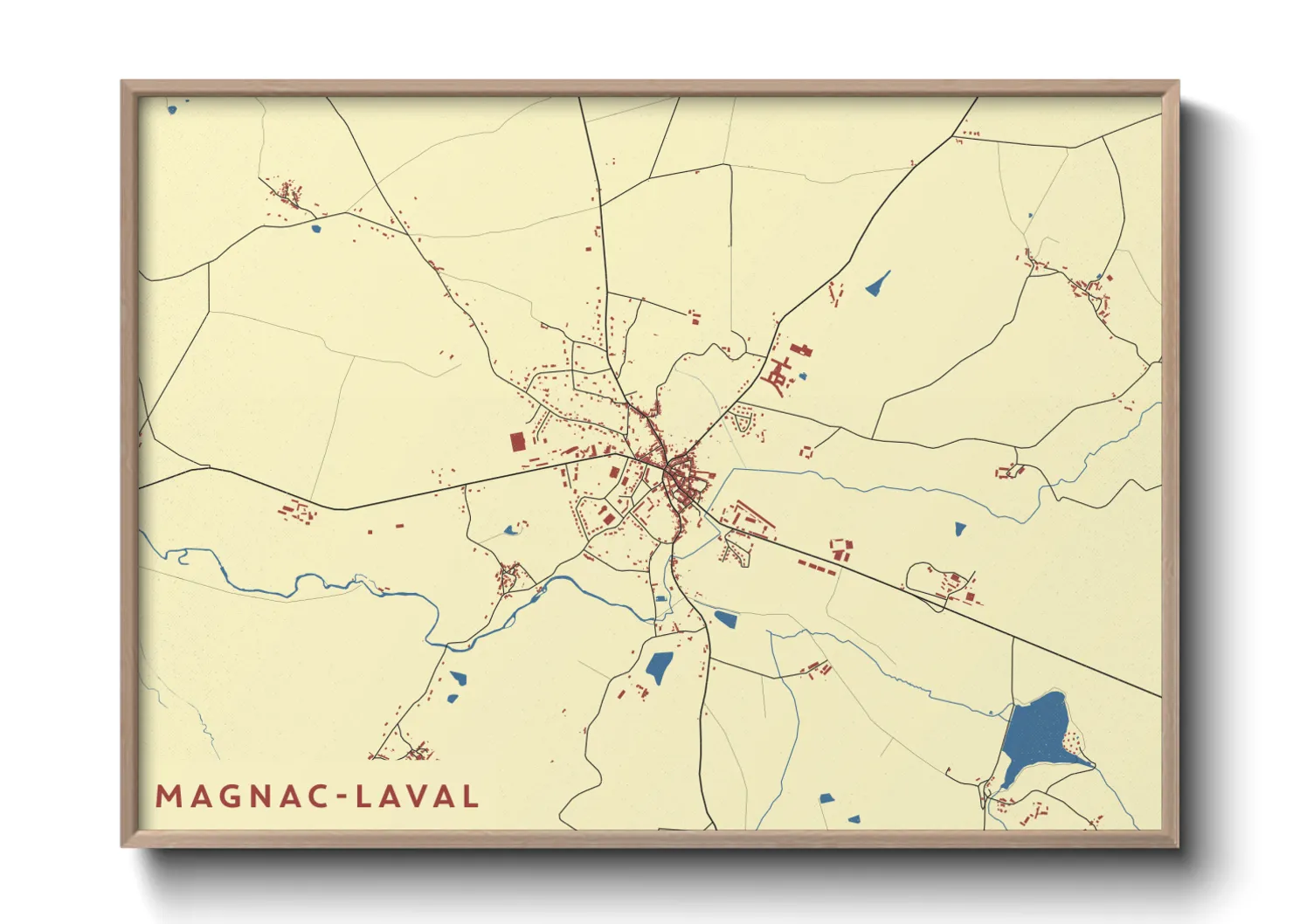 Une affiche de carte sur Magnac-Laval