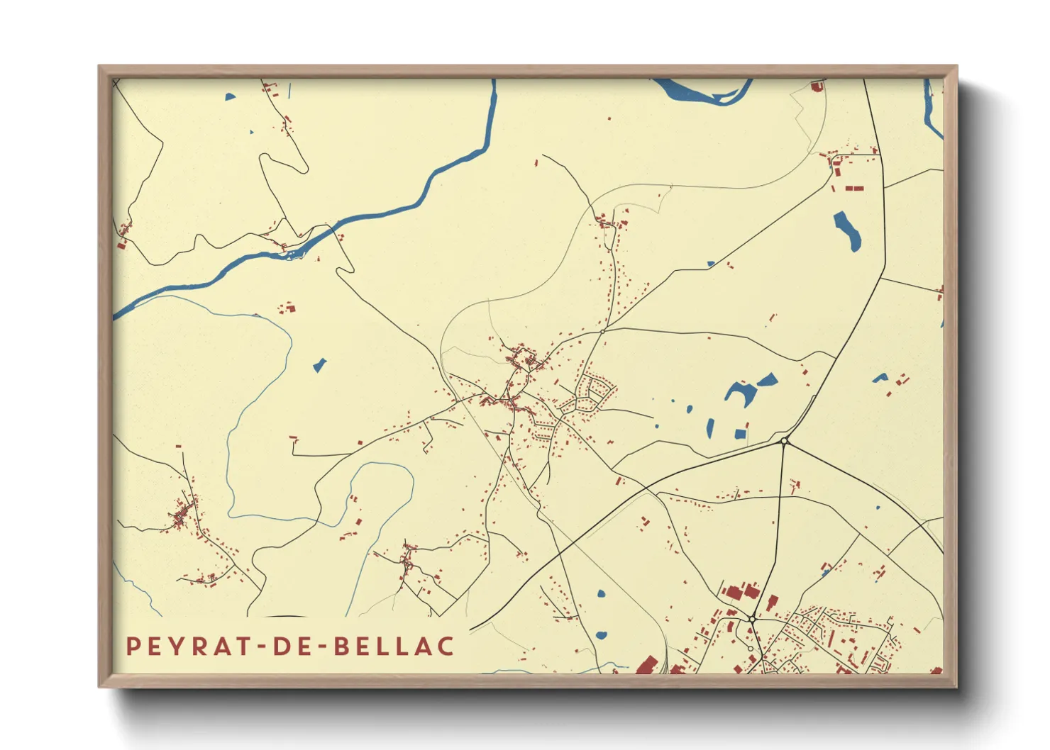 Une affiche de carte sur Peyrat-de-Bellac