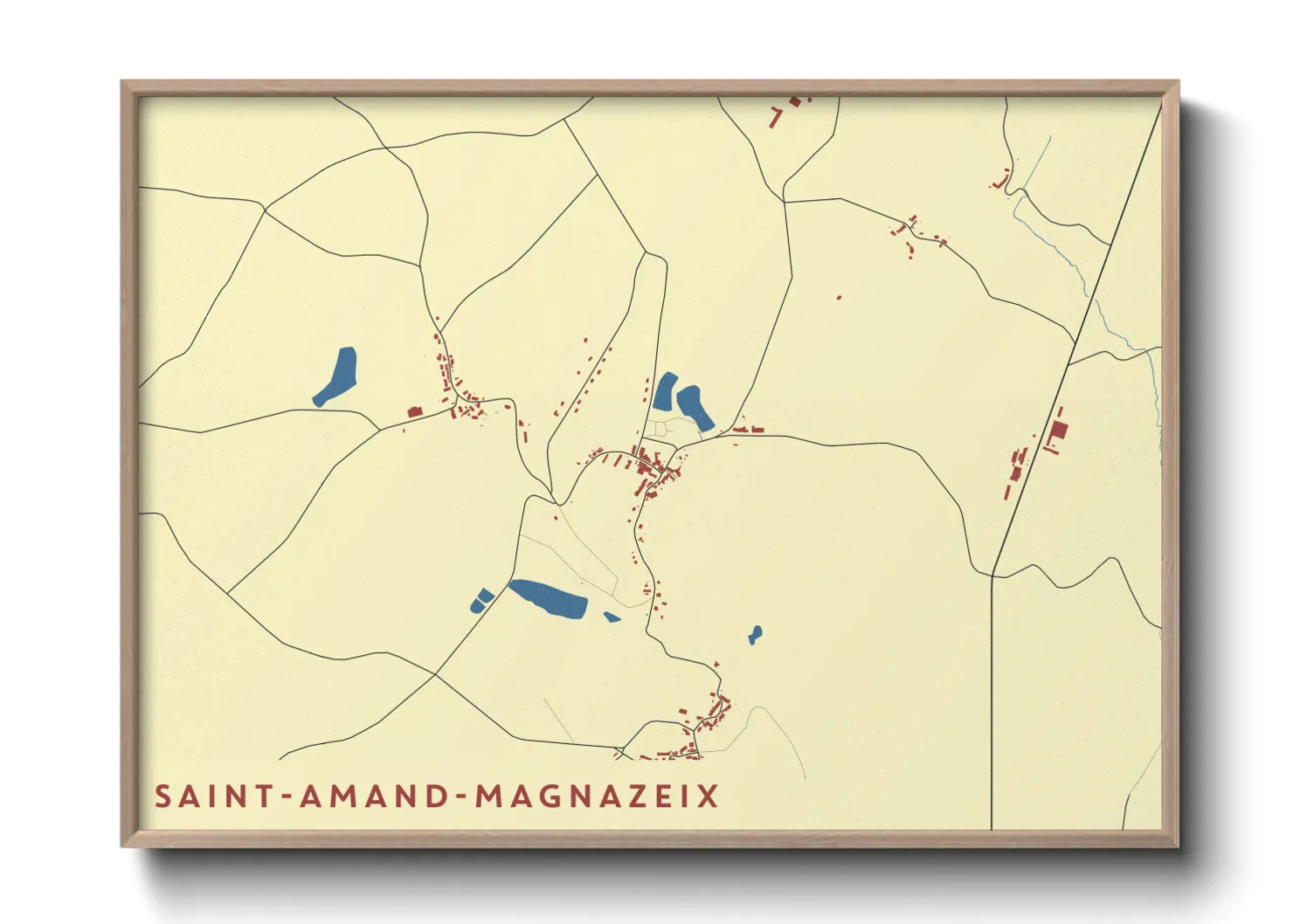 Une affiche de carte sur Saint-Amand-Magnazeix
