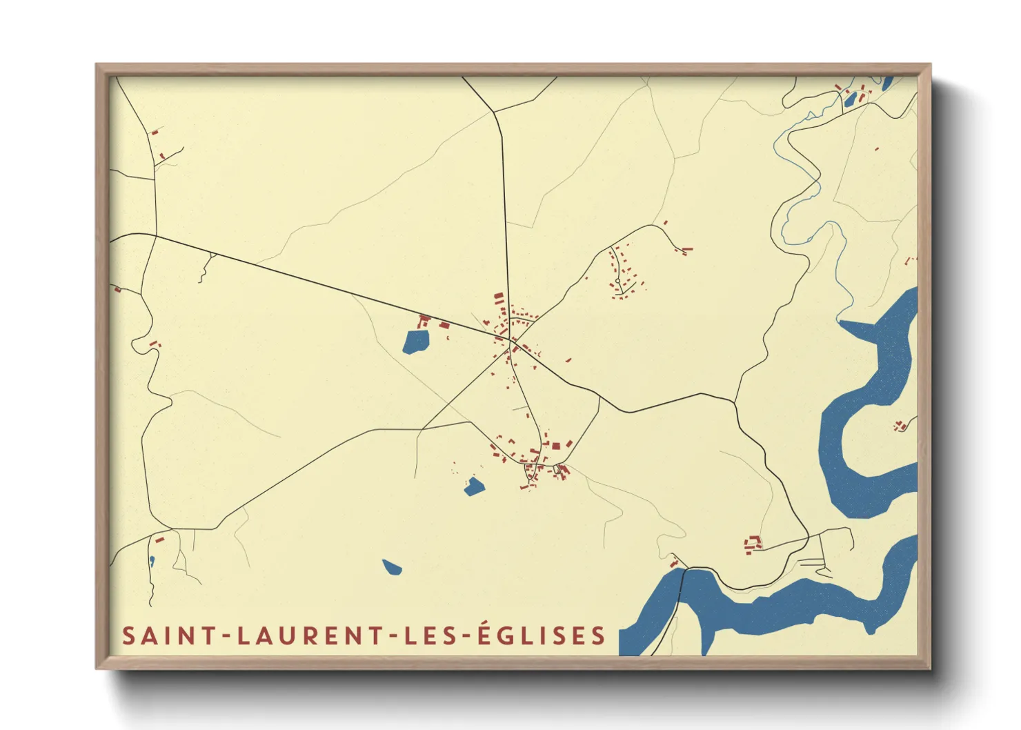 Une affiche de carte sur Saint-Laurent-les-Églises