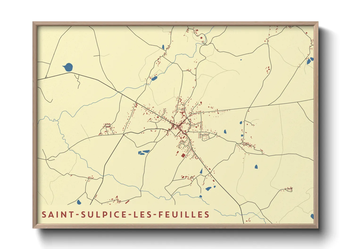 Une affiche de carte sur Saint-Sulpice-les-Feuilles