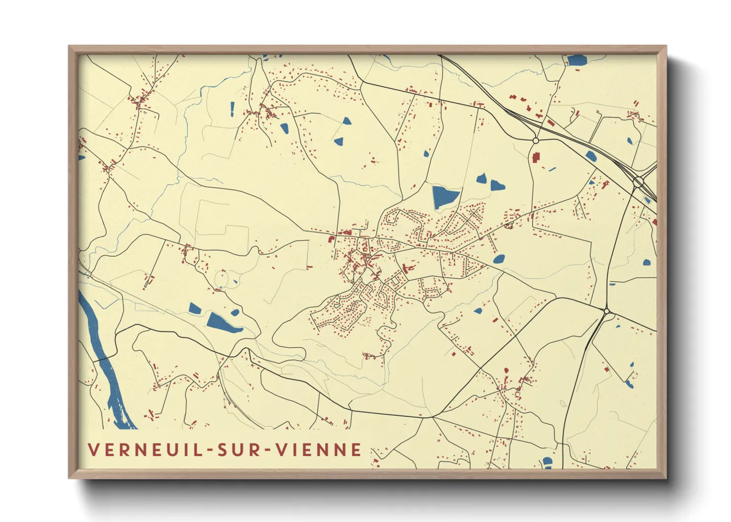Une affiche de carte sur Verneuil-sur-Vienne