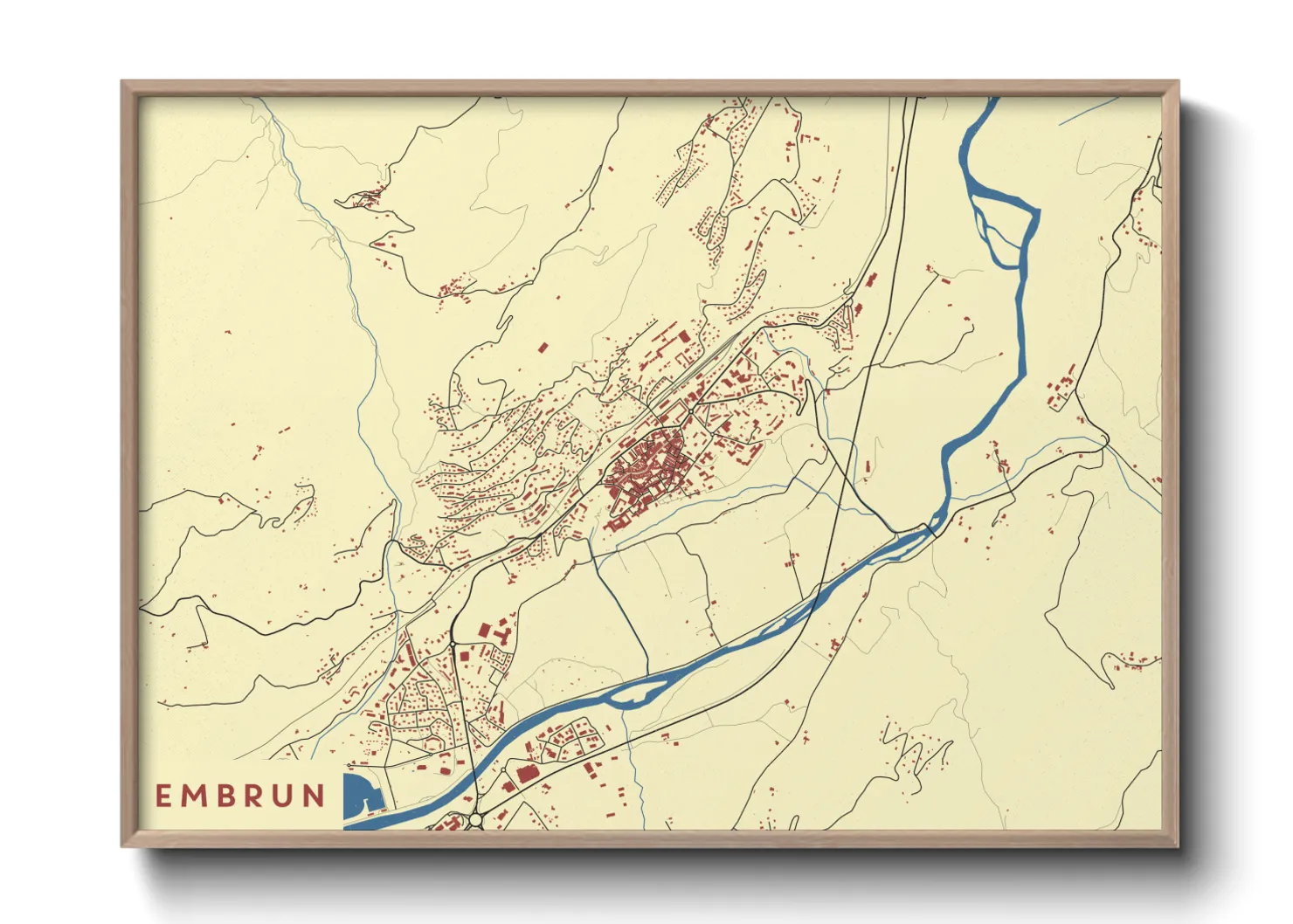 Une affiche de carte sur Embrun