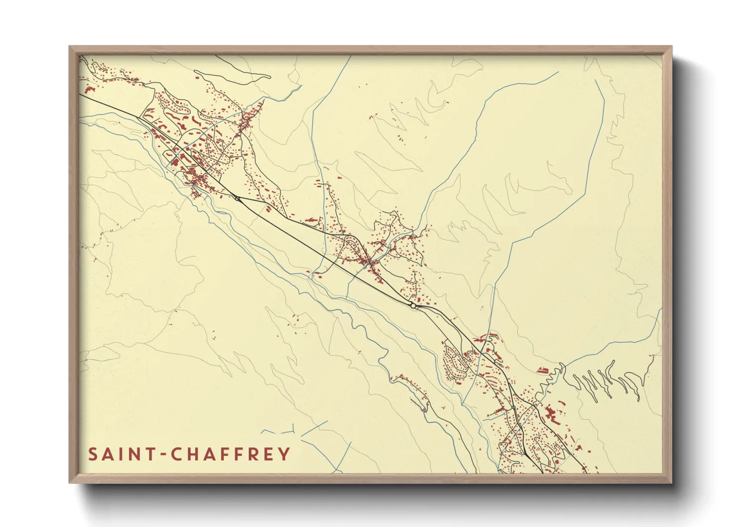 Une affiche de carte sur Saint-Chaffrey