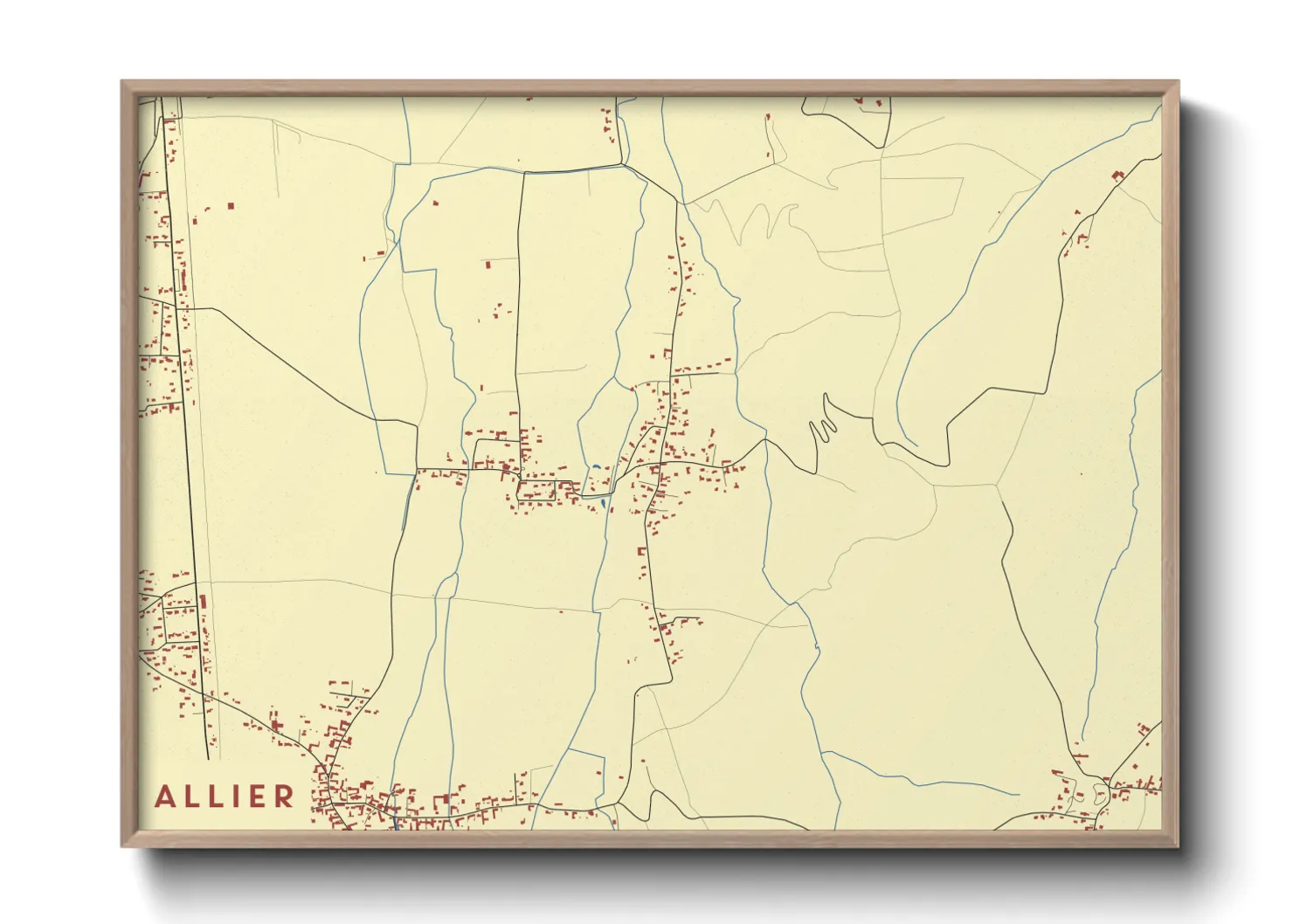 Une affiche de carte sur Allier