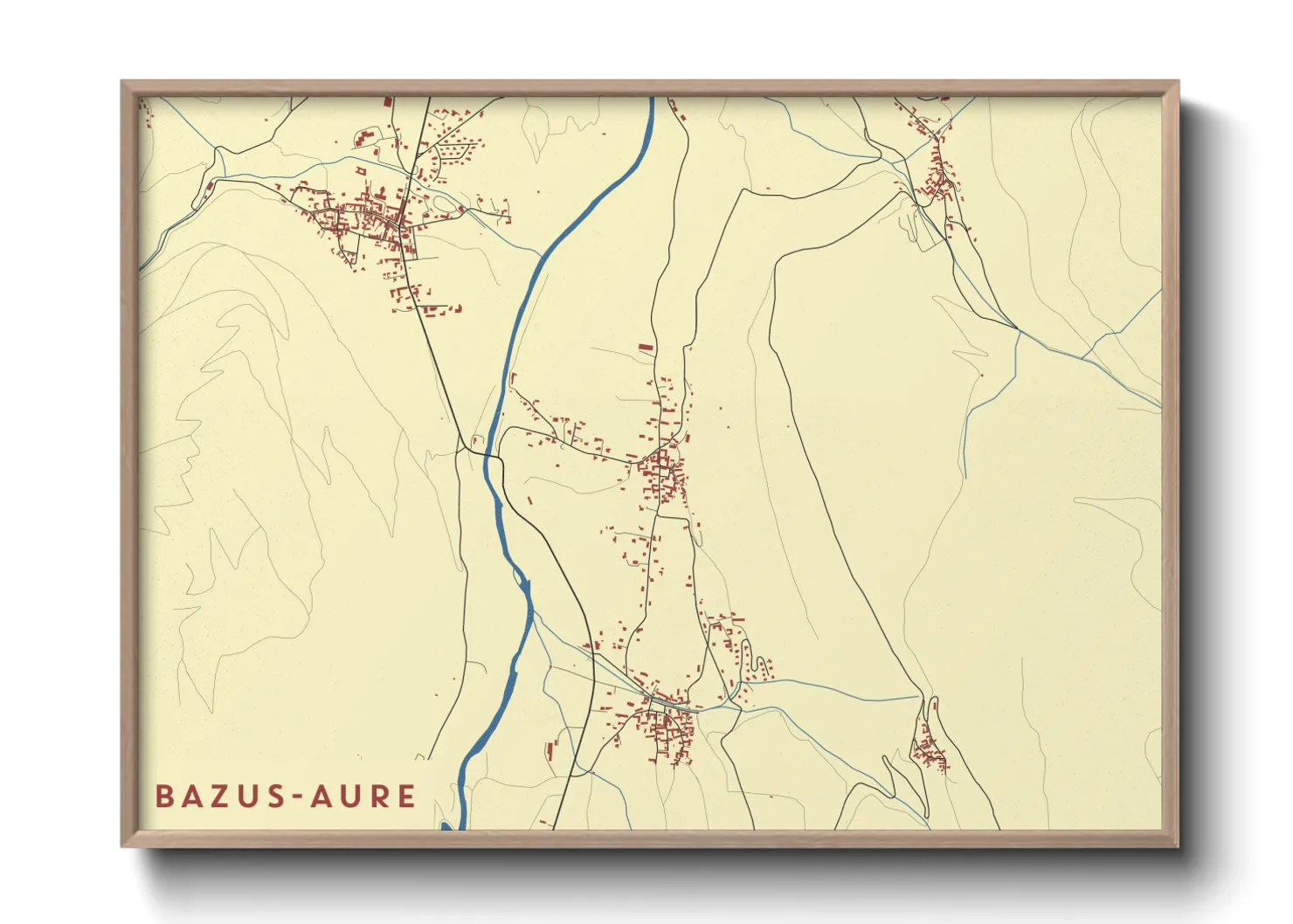 Une affiche de carte sur Bazus-Aure