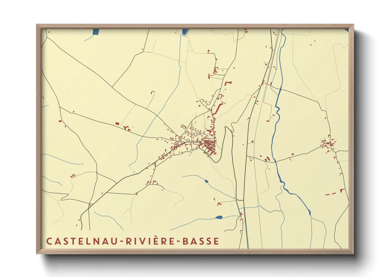 Une affiche de carte sur Castelnau-Rivière-Basse