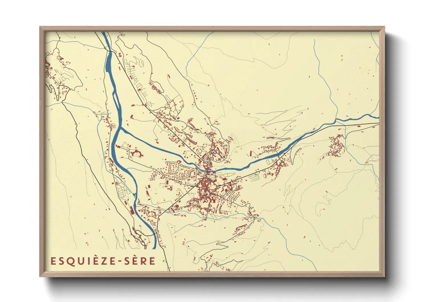Une affiche de carte sur Esquièze-Sère