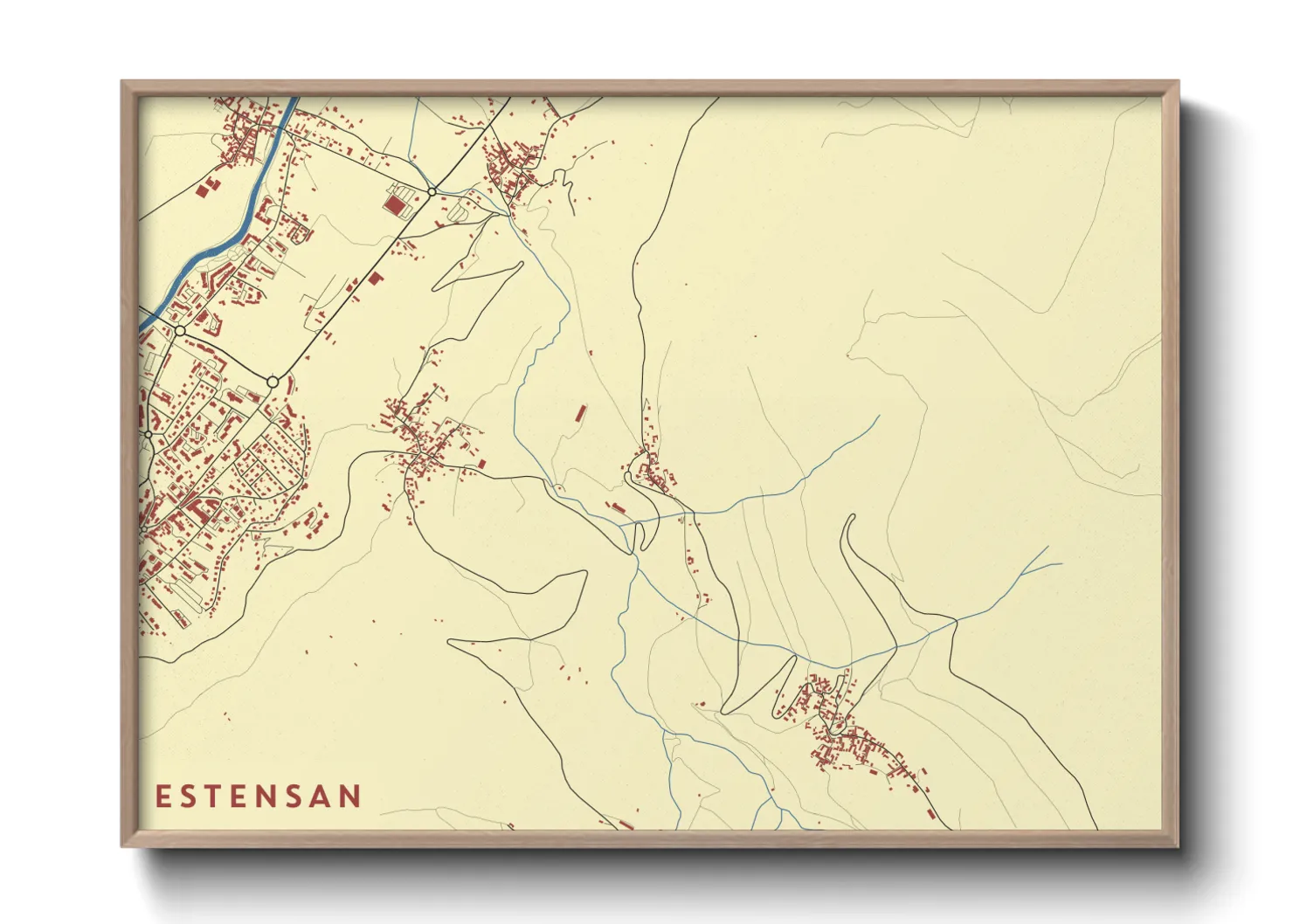 Une affiche de carte sur Estensan