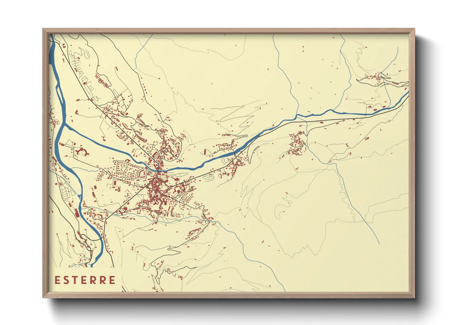 Une affiche de carte sur Esterre