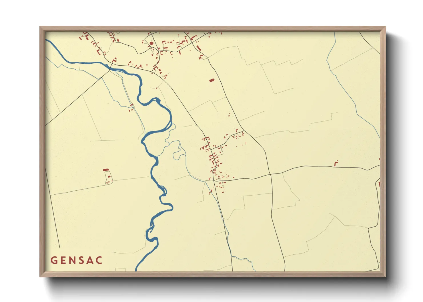 Une affiche de carte sur Gensac