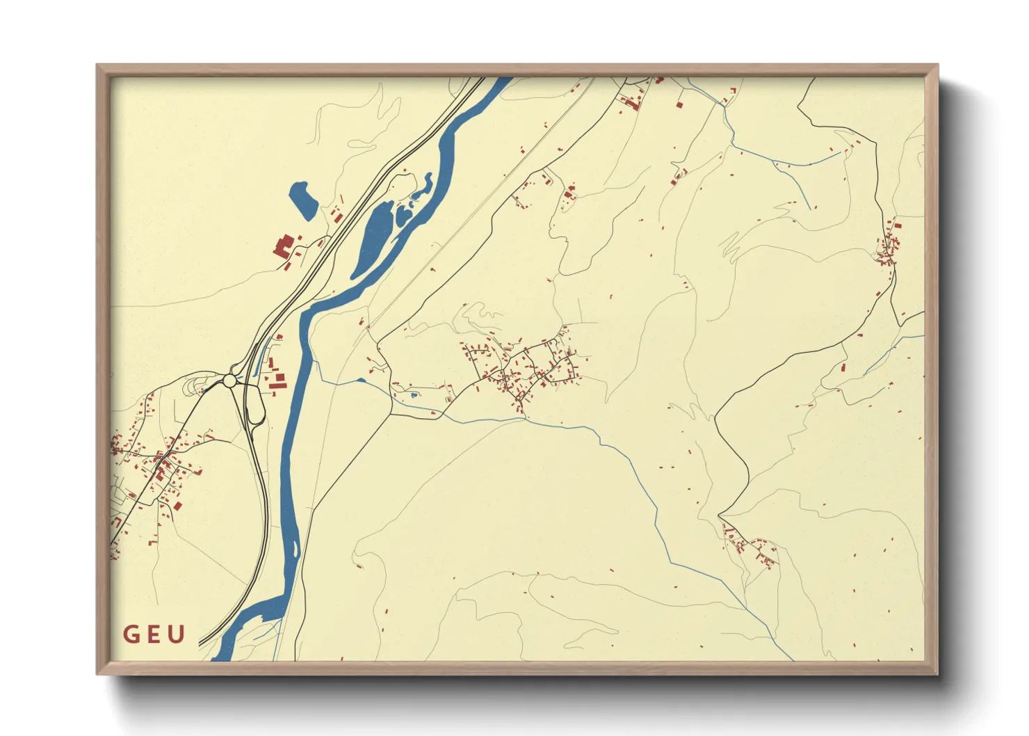 Une affiche de carte sur Geu