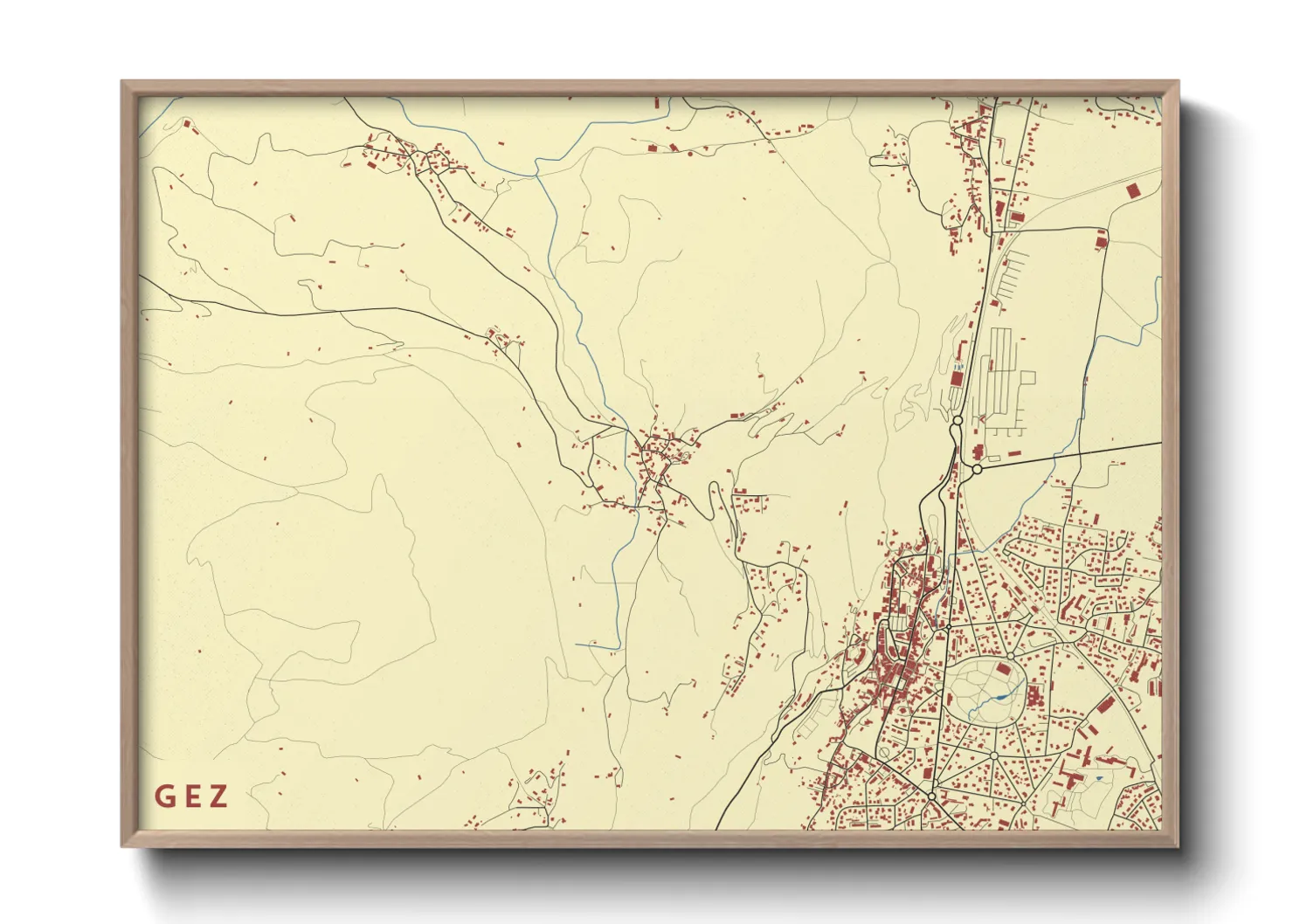 Une affiche de carte sur Gez