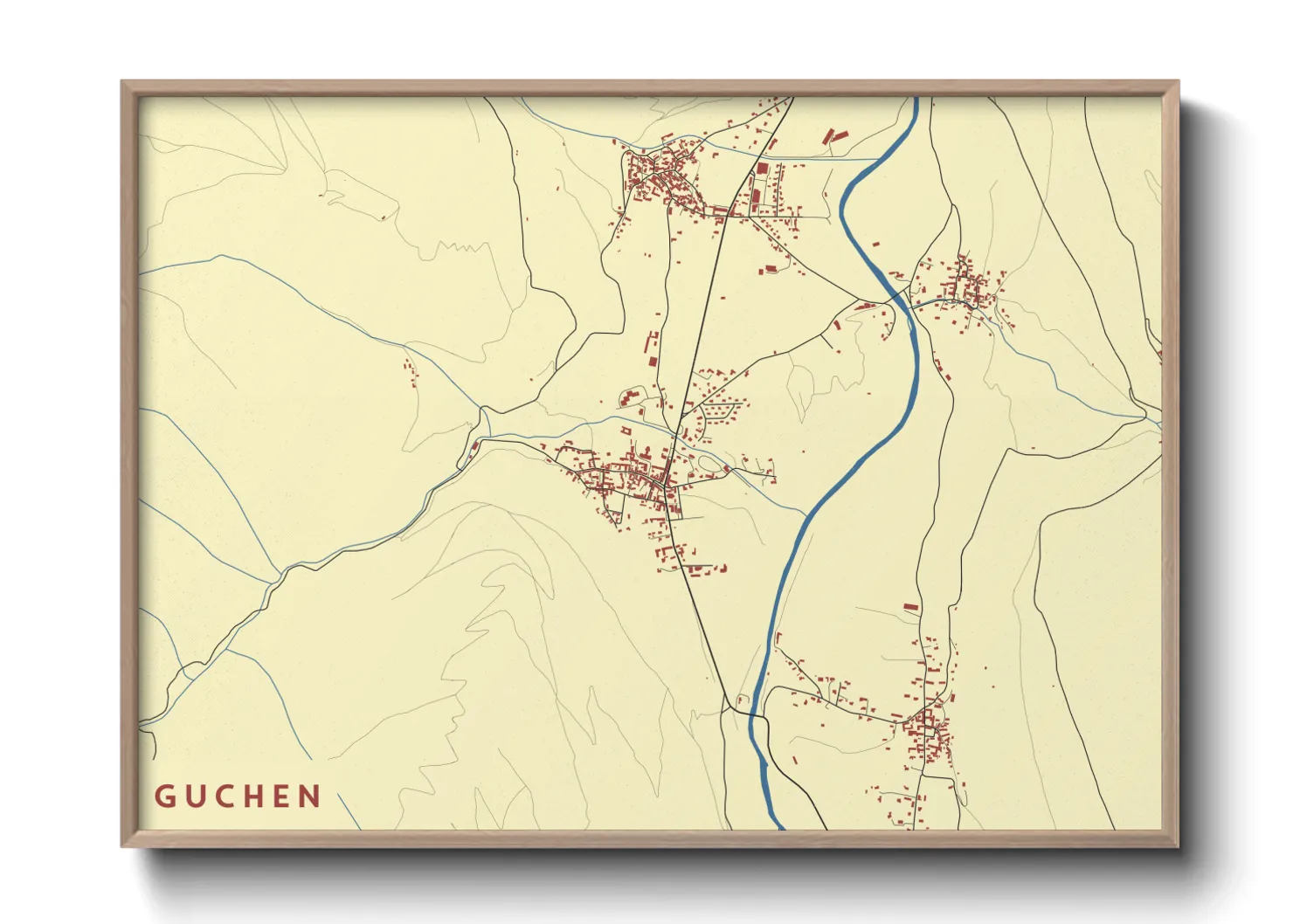 Une affiche de carte sur Guchen