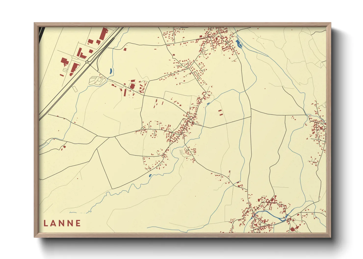 Une affiche de carte sur Lanne