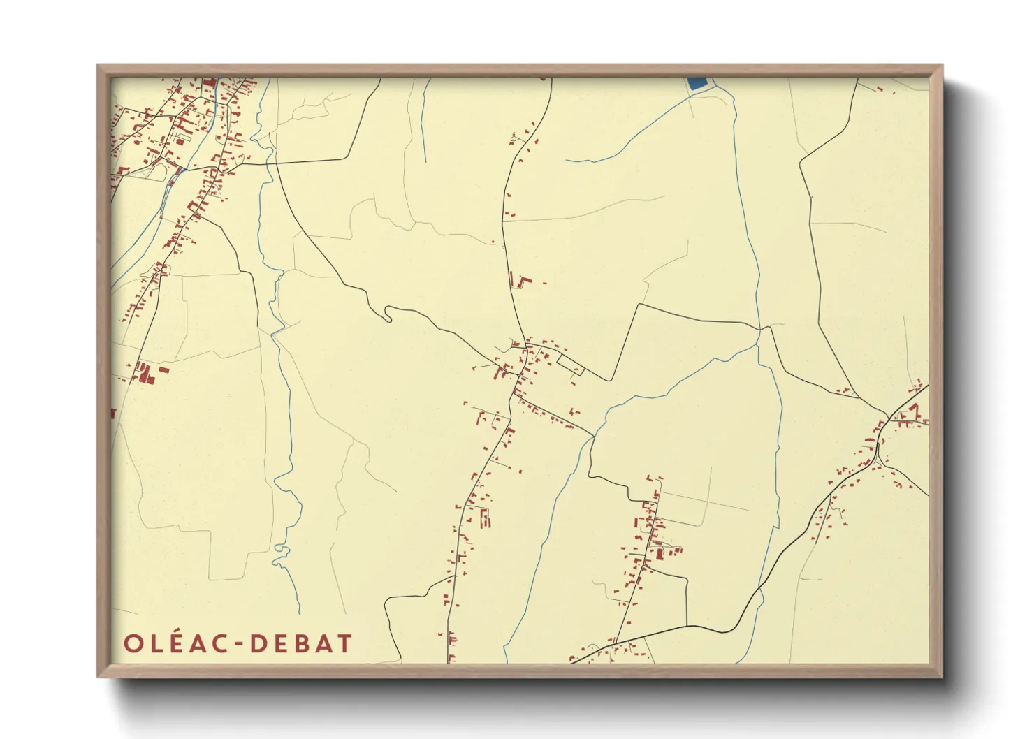 Une affiche de carte sur Oléac-Debat