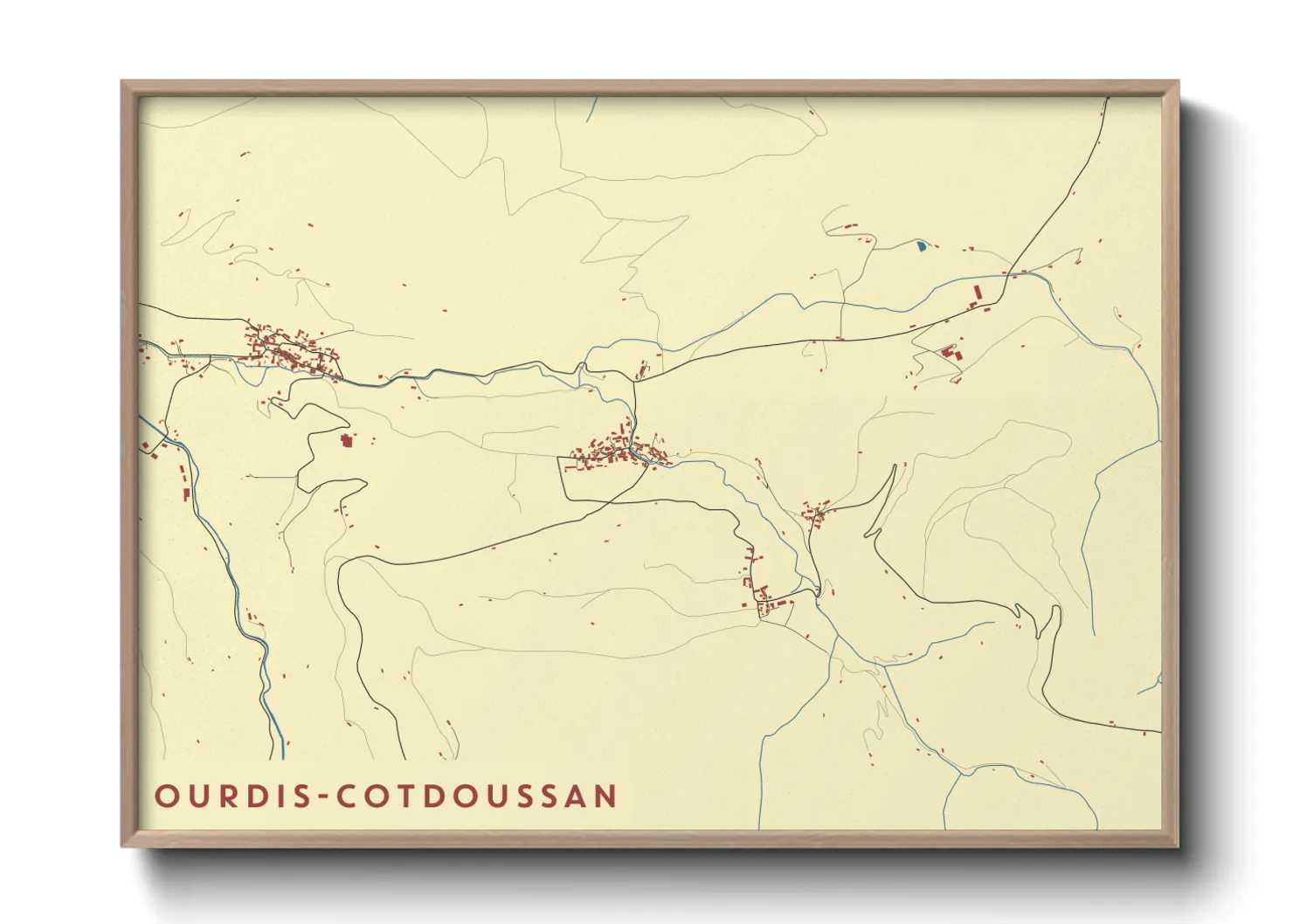 Une affiche de carte sur Ourdis-Cotdoussan
