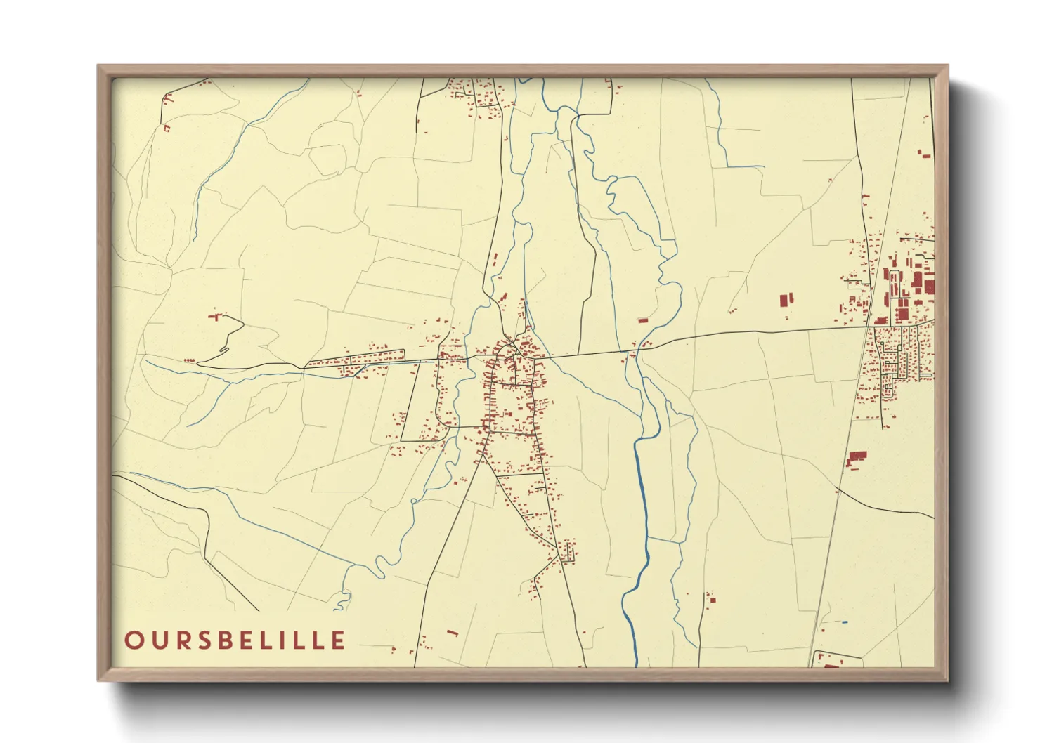 Une affiche de carte sur Oursbelille