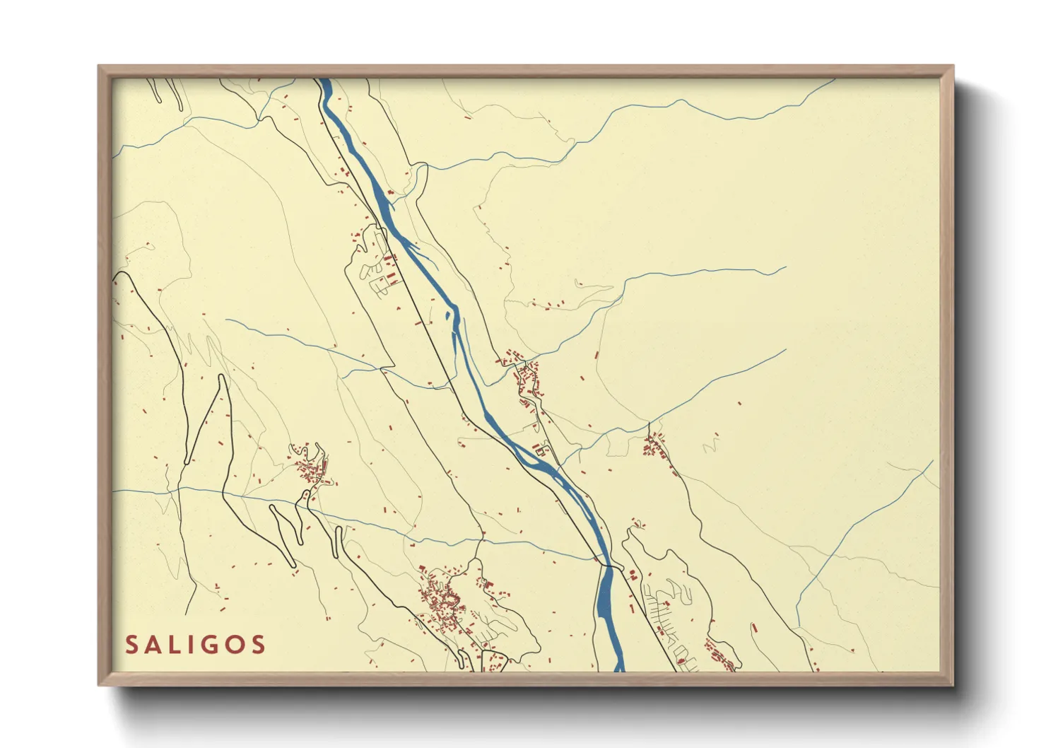 Une affiche de carte sur Saligos