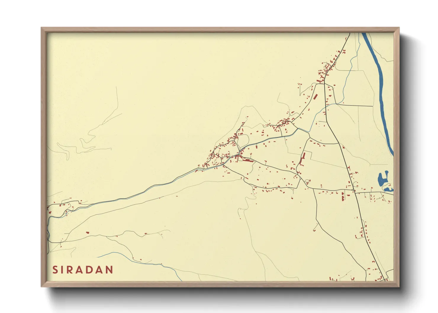 Une affiche de carte sur Siradan