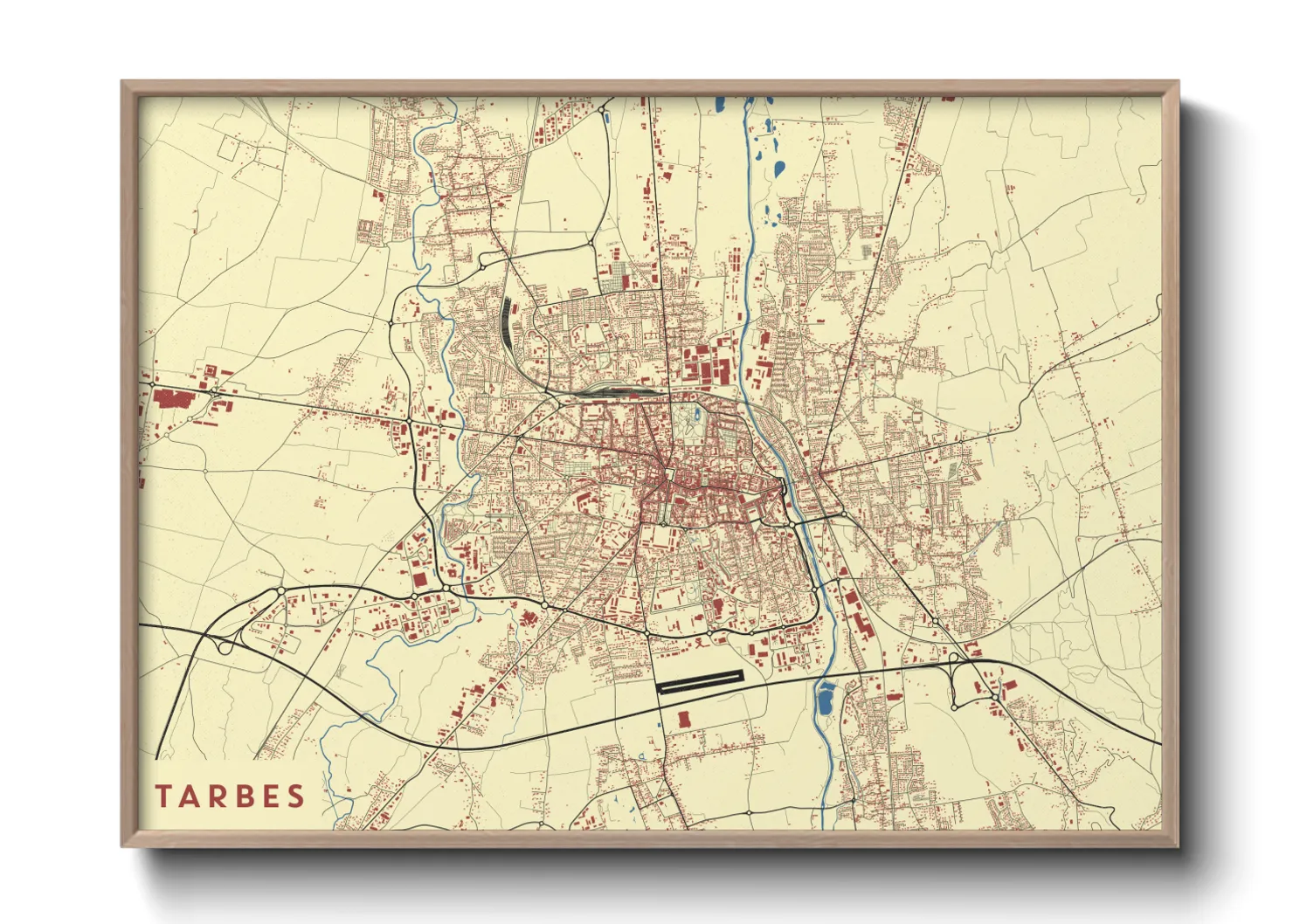 Une affiche de carte sur Tarbes