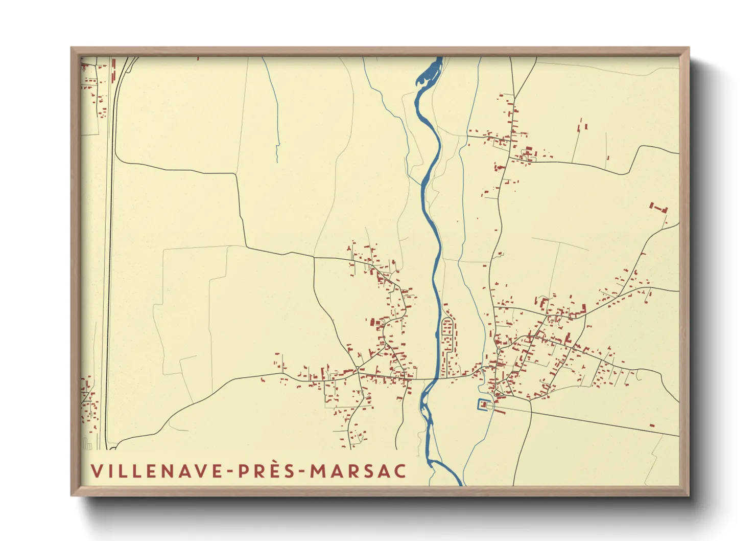 Une affiche de carte sur Villenave-près-Marsac