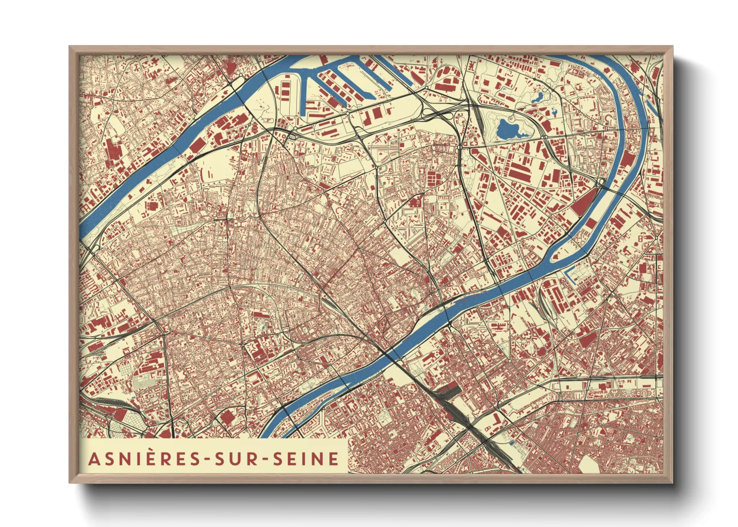 Une affiche de carte sur Asnières-sur-Seine