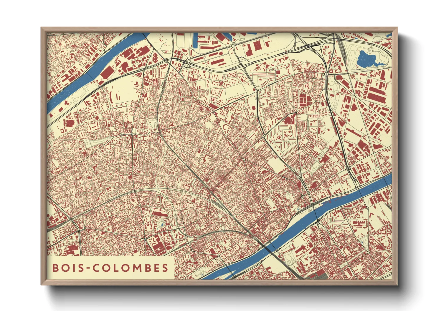 Une affiche de carte sur Bois-Colombes