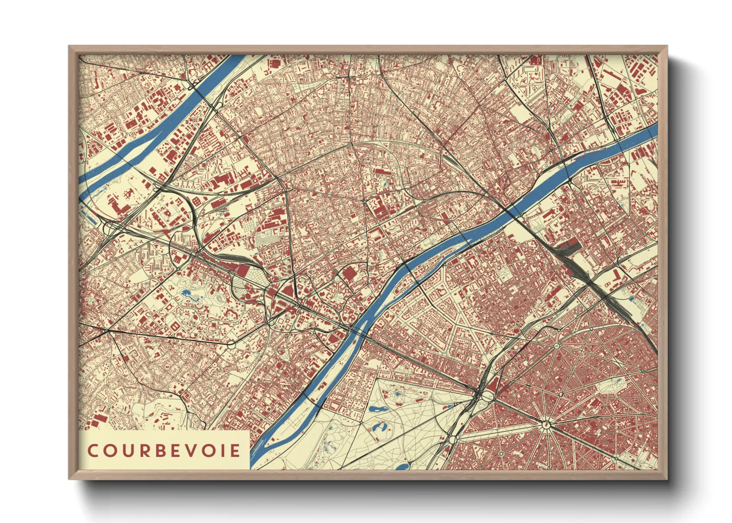 Une affiche de carte sur Courbevoie