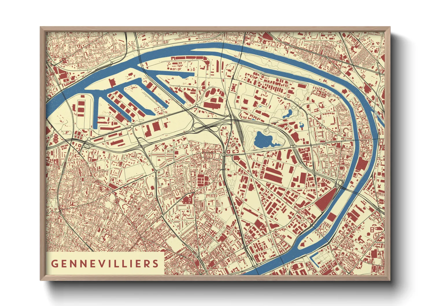 Une affiche de carte sur Gennevilliers