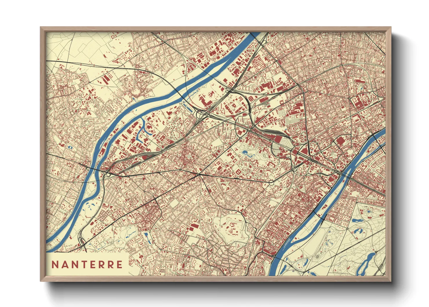 Une affiche de carte sur Nanterre