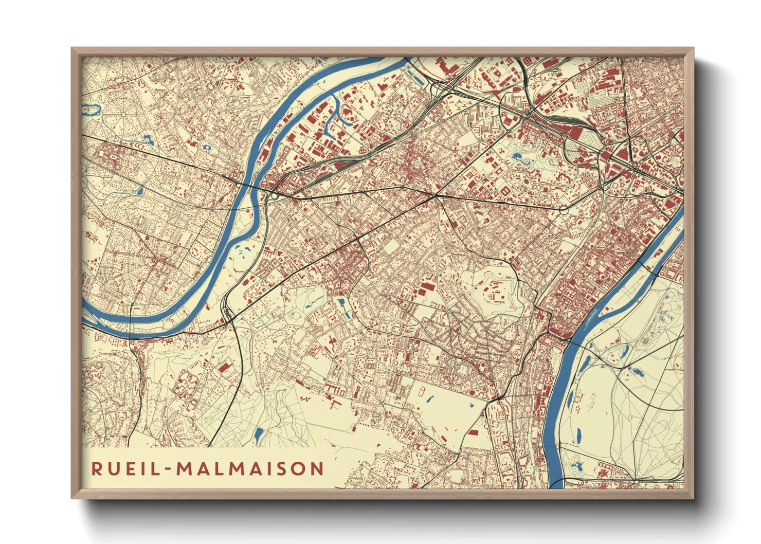 Une affiche de carte sur Rueil-Malmaison