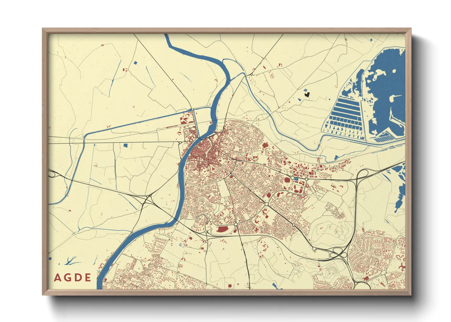Une affiche de carte sur Agde