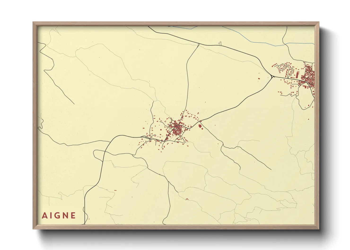 Une affiche de carte sur Aigne