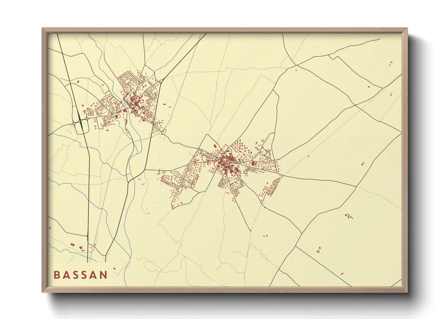 Une affiche de carte sur Bassan