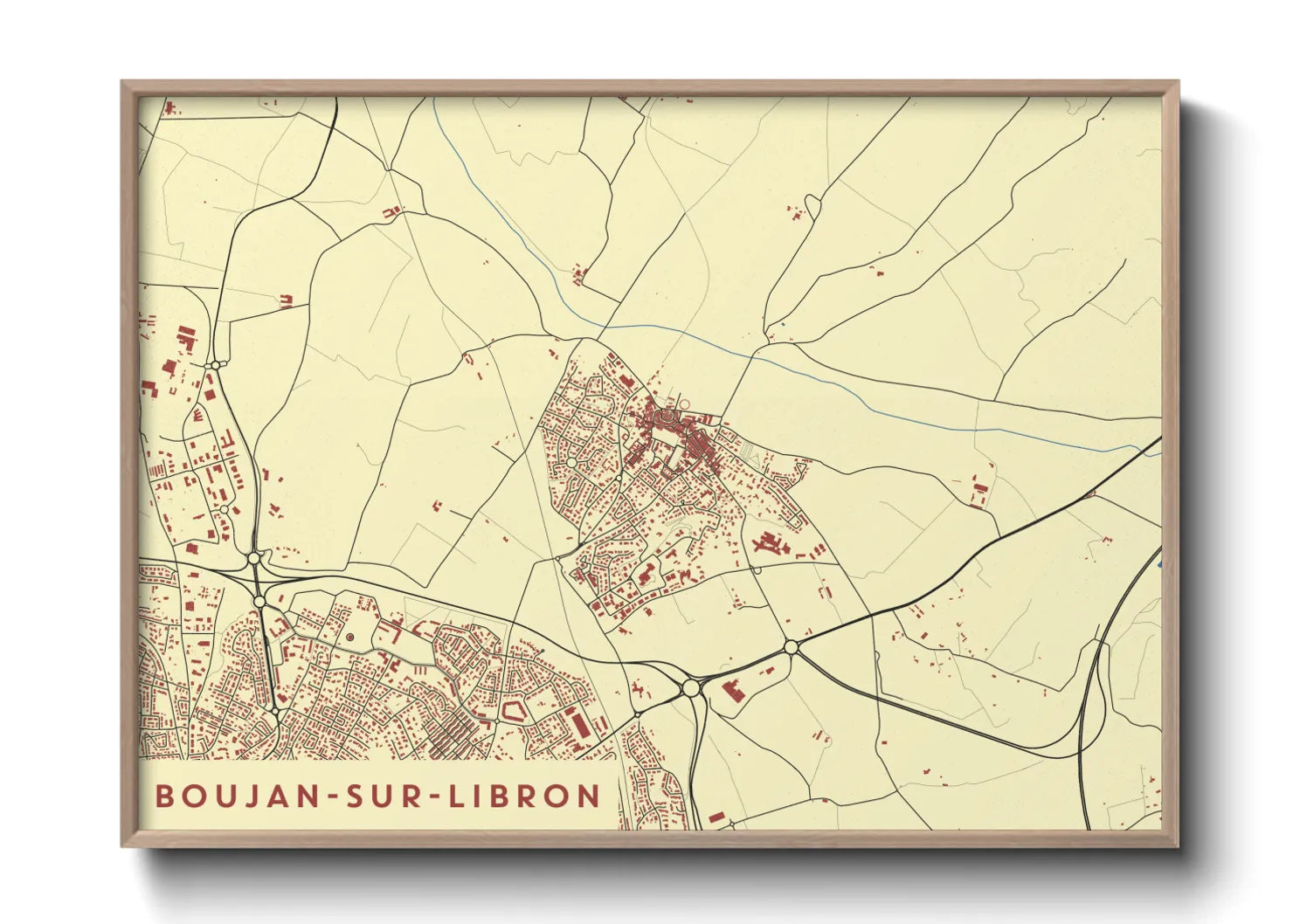 Une affiche de carte sur Boujan-sur-Libron