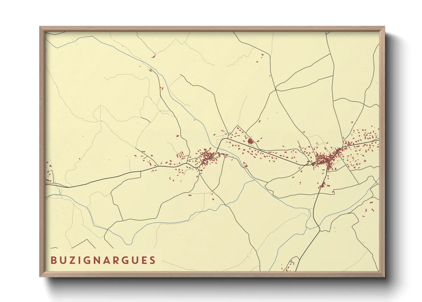 Une affiche de carte sur Buzignargues