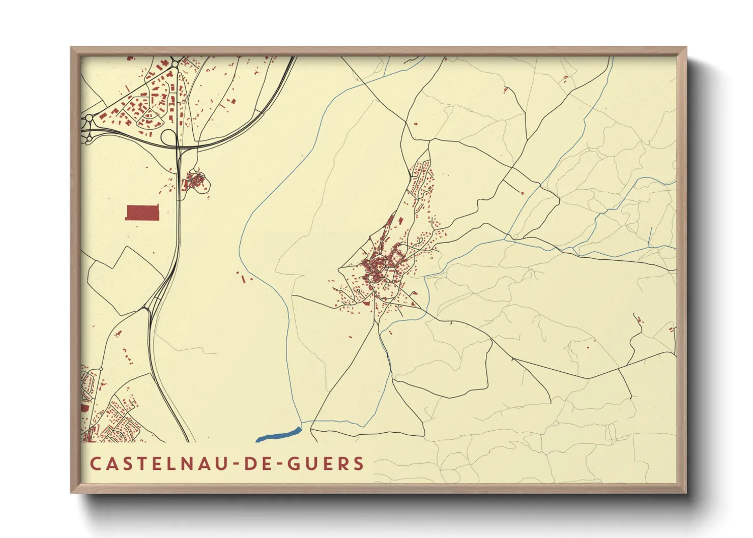 Une affiche de carte sur Castelnau-de-Guers