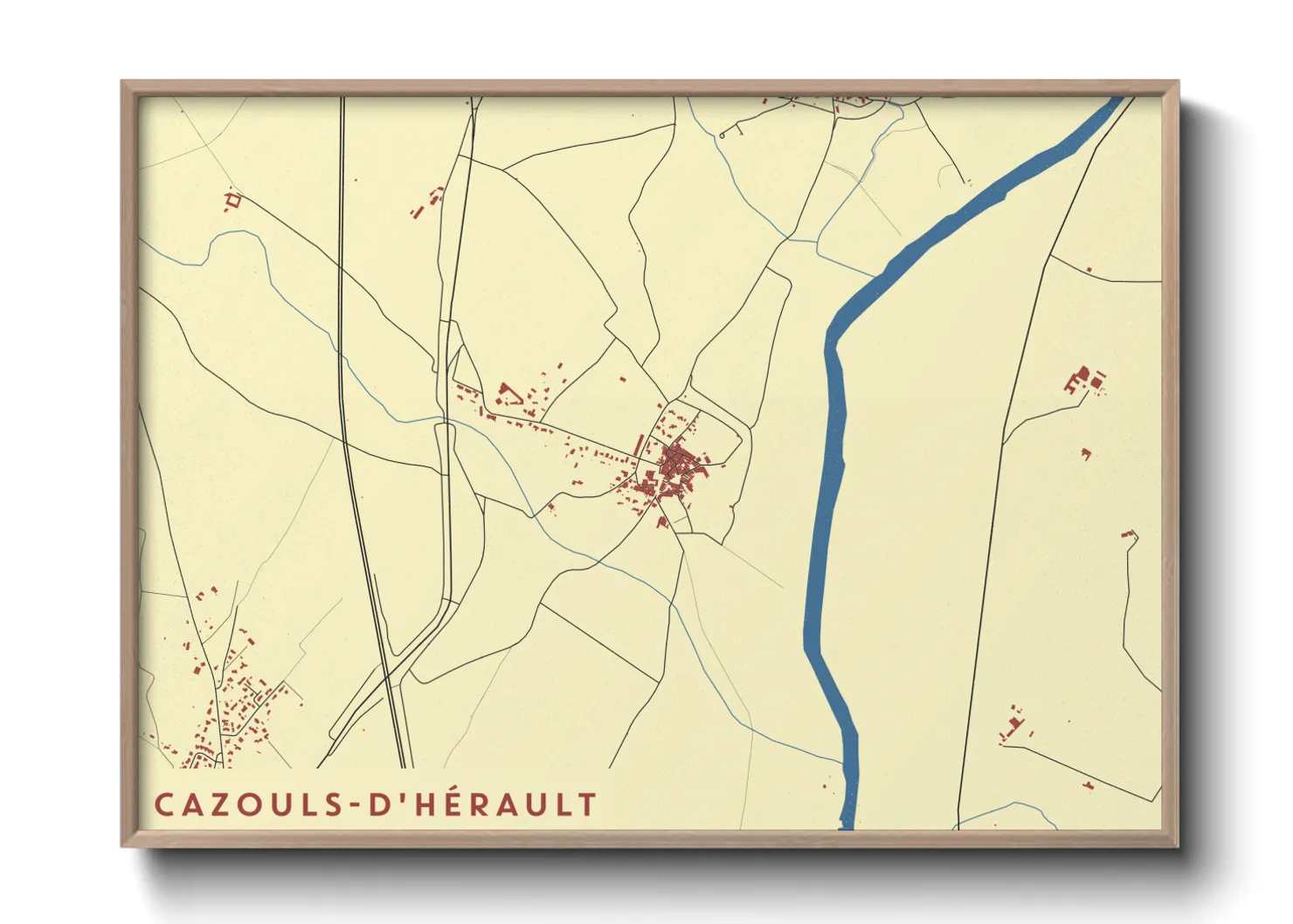 Une affiche de carte sur Cazouls-d'Hérault