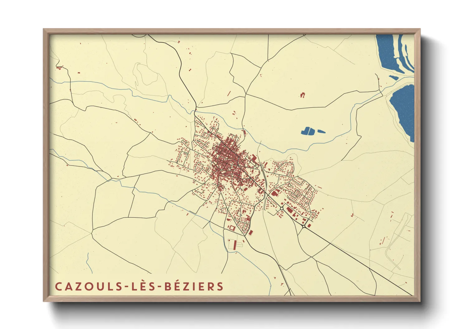Une affiche de carte sur Cazouls-lès-Béziers