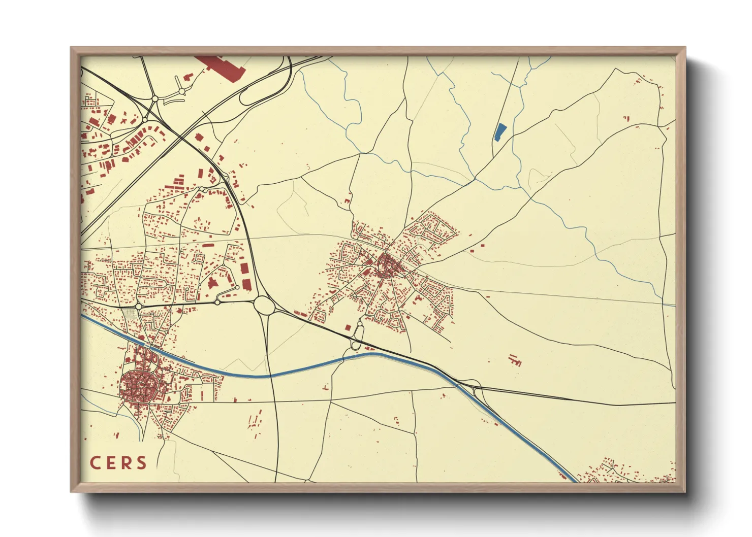 Une affiche de carte sur Cers