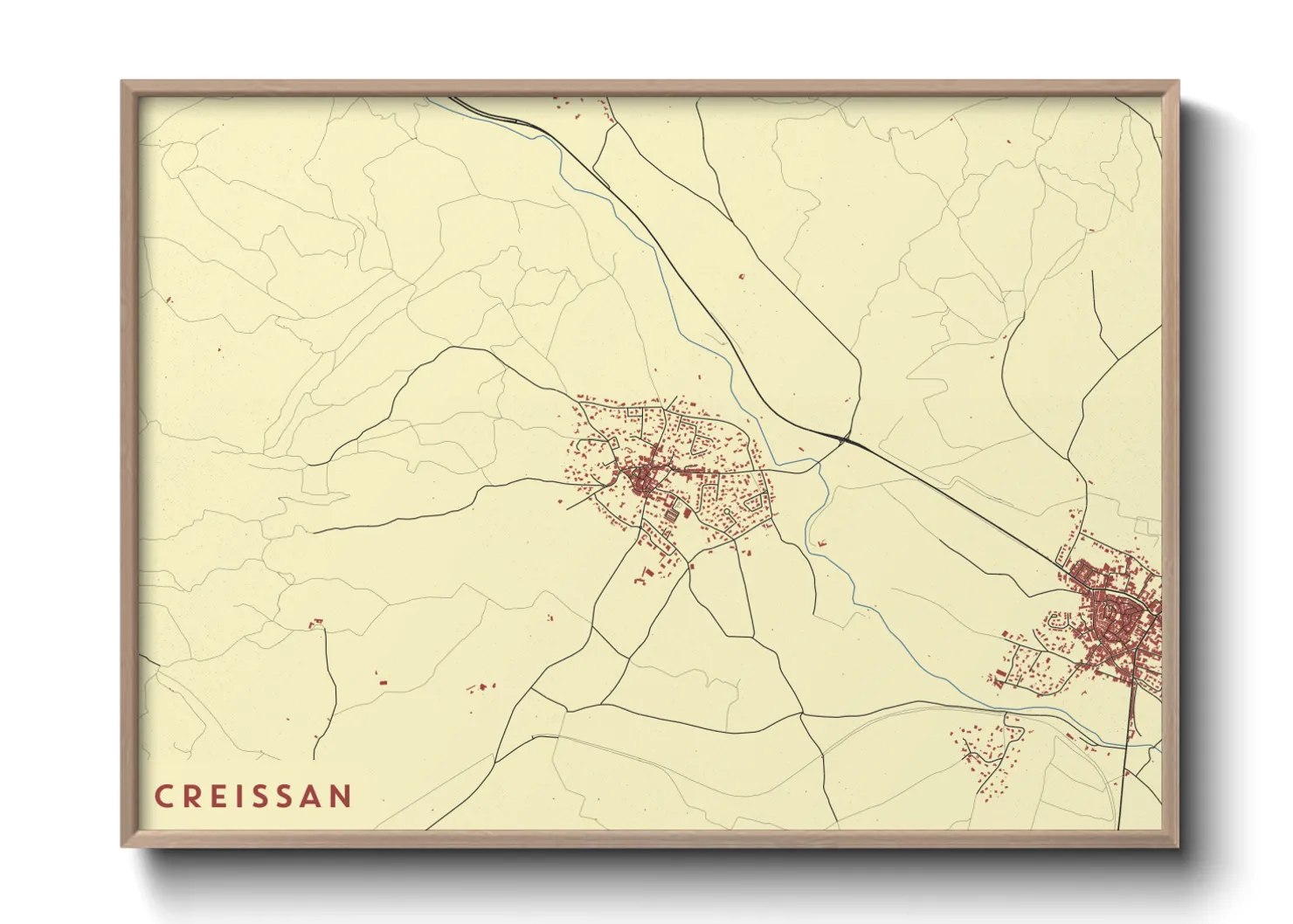 Une affiche de carte sur Creissan